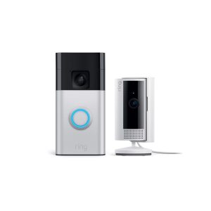 Ring Starter Set Battery Doorbell Indoor Cam Satin Nickel-0