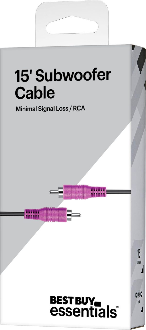 Best Buy Essentials Subwoofer RCA Cable 15ft Copper Shield-4