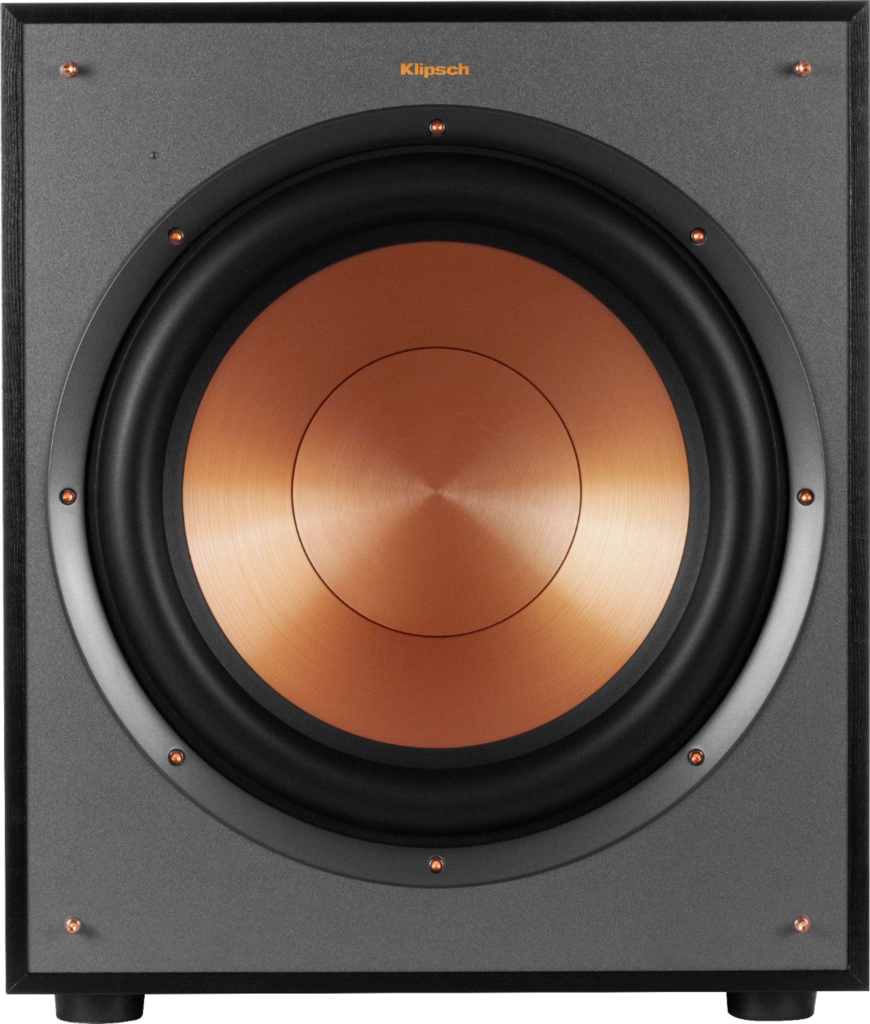 Klipsch 12-inch subwoofer in a home theater setup