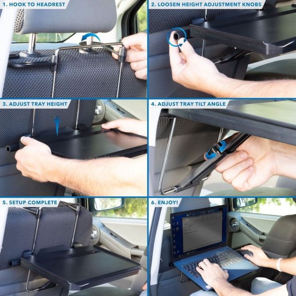 Car Desk Tray Steering Wheel Laptop Workstation Foldable-8