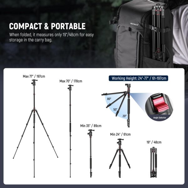 Neewer 77 Inch Aluminum Tripod Monopod DSLR Camera Phone-2