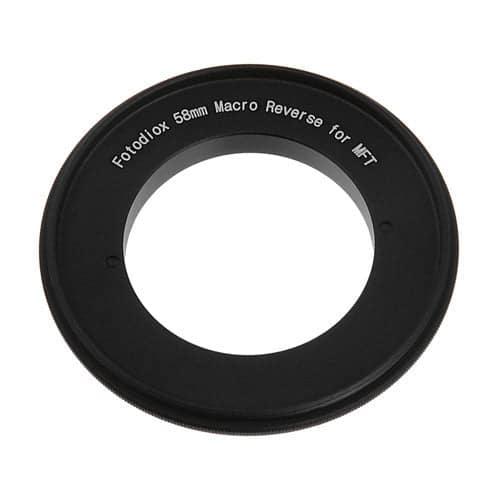 Fotodiox Reverse Mount Adapter Ring attached to a Micro Four Thirds camera