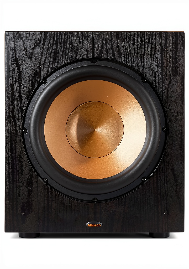 Klipsch Synergy Black Label Subwoofer front view with spun copper woofer